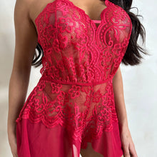 Load image into Gallery viewer, Aria Lace Crotchless Playsuit With Skirted Trim