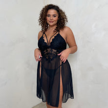 Load image into Gallery viewer, Alexia Split Thigh Lace Babydoll with Thong