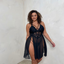 Load image into Gallery viewer, Alexia Split Thigh Lace Babydoll with Thong