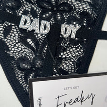 Load image into Gallery viewer, customised lingerie with diamond letters, personalised underwear ideal gift for christmas or borthday. what to buy the man who has everything