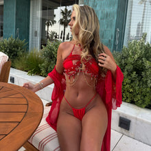 Load image into Gallery viewer, Mrs Claus Christmas Robe and PomPom Thong