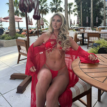 Load image into Gallery viewer, Mrs Claus Christmas Robe and PomPom Thong