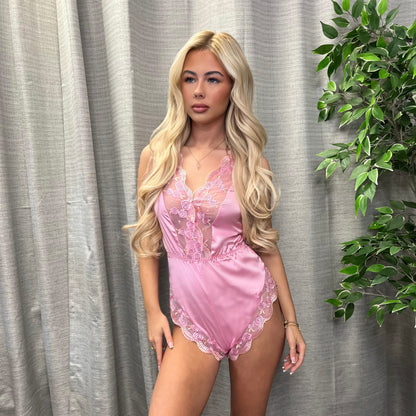 Nora Lace Trim Satin Playsuit