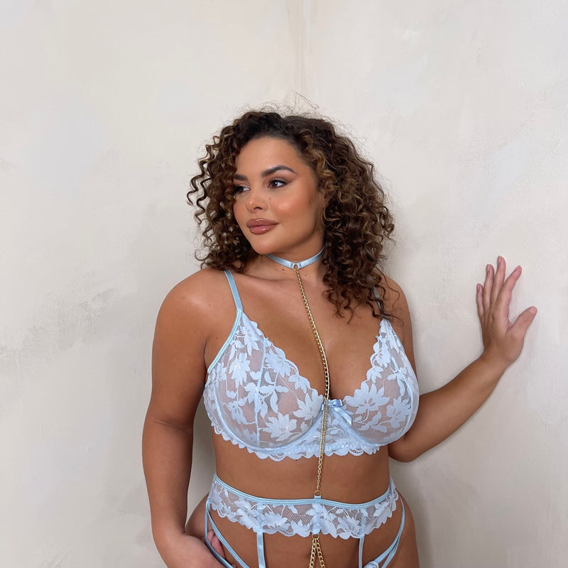 LUX Autumn Choker Bra & Suspender Set