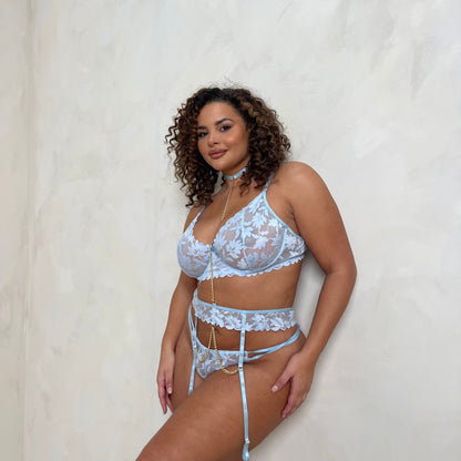 LUX Autumn Choker Bra & Suspender Set