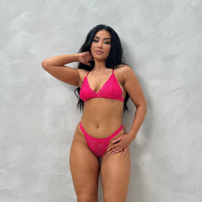 Amy Full Lace Elasticated Bralet & Tanga Brief
