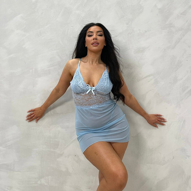 Andrea Sheer Night Dress & G-String Set