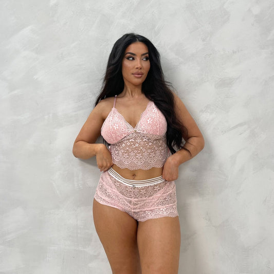 Anna Padded Cup Lace Cami & Boy Shorts