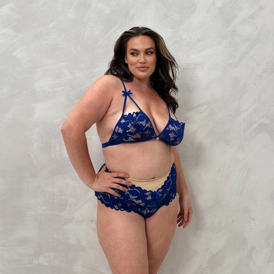 Celeste Lace Bralet & Matching Pearl Crotch Hipster Brief