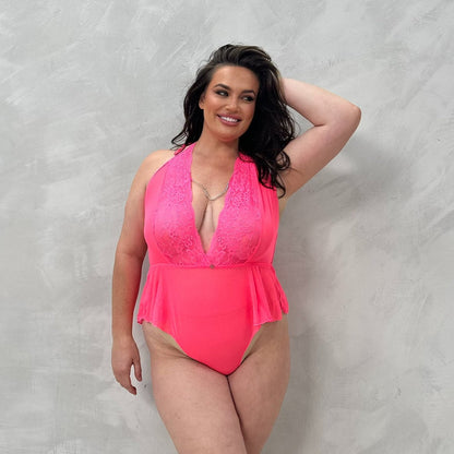 Hazel Chain Detail Skirted Bodysuit- Crotchless