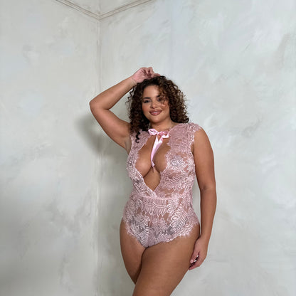 LUX Pippa Lace Plunge Body with Ribbon Detail