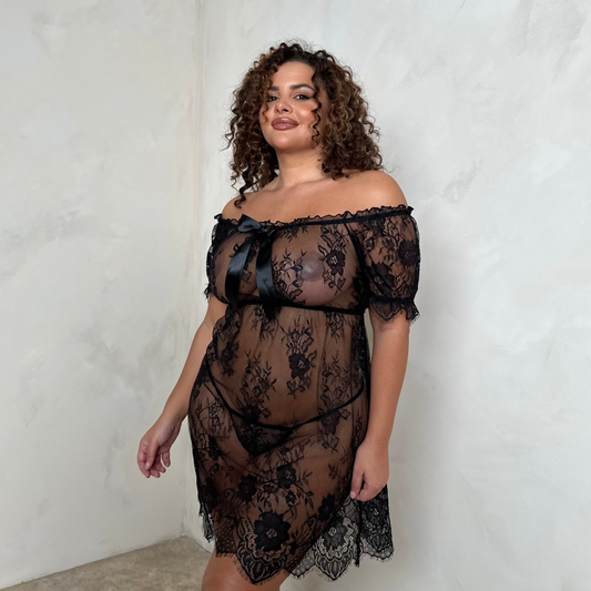 Alva Off The Shoulder Babydoll & Thong Set