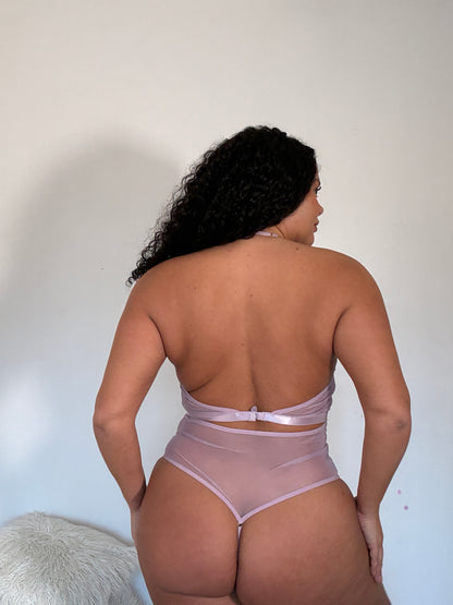 Kayla Floral Lace Panel Body with suspenders