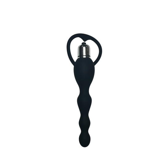 Ribbed Handle Anal Vibrator Toy