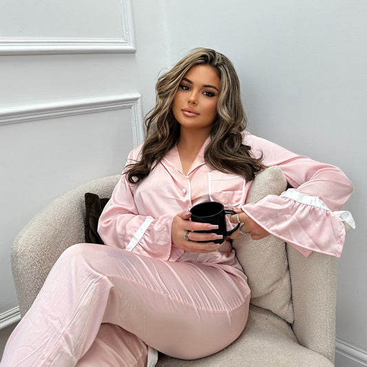LUX Lydia Mix & Match Satin Frill Pyjamas