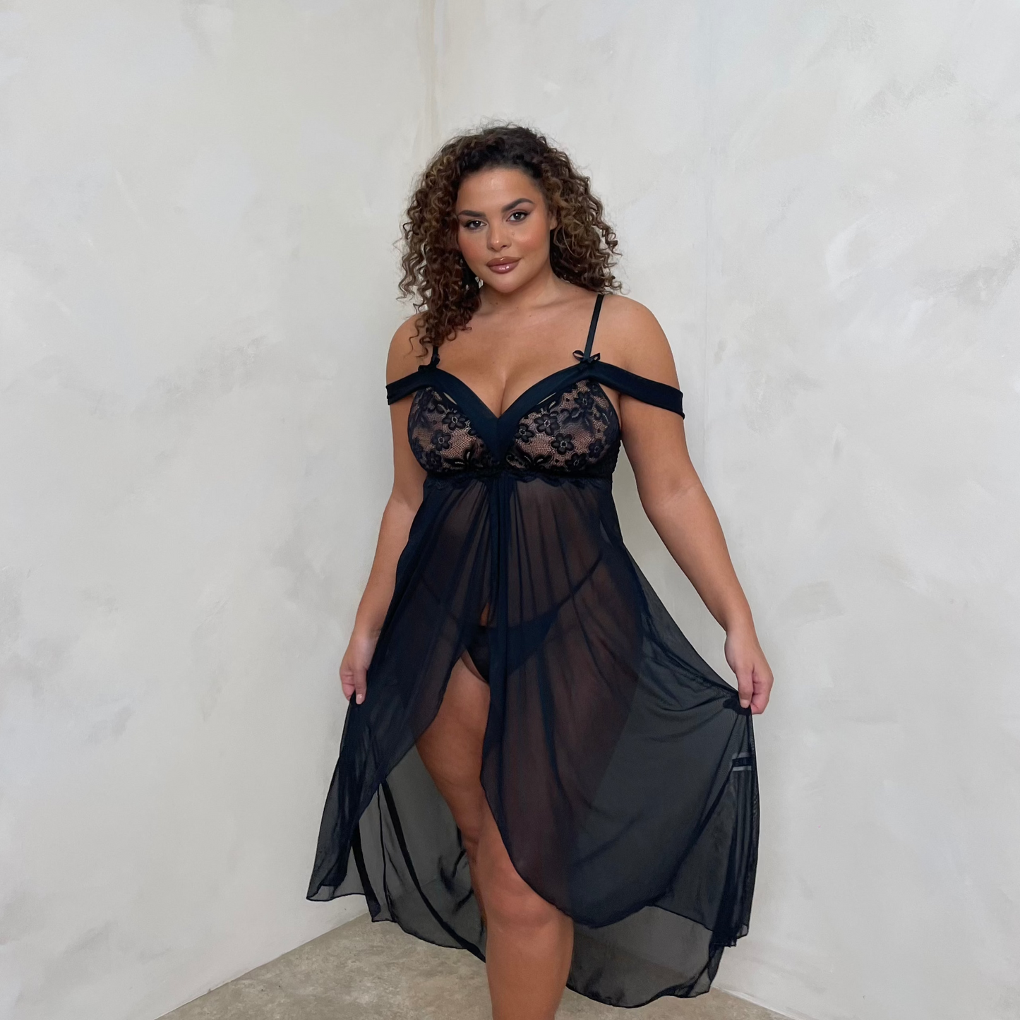 LUX Maddison Drop Shoulder Lace Night Dress