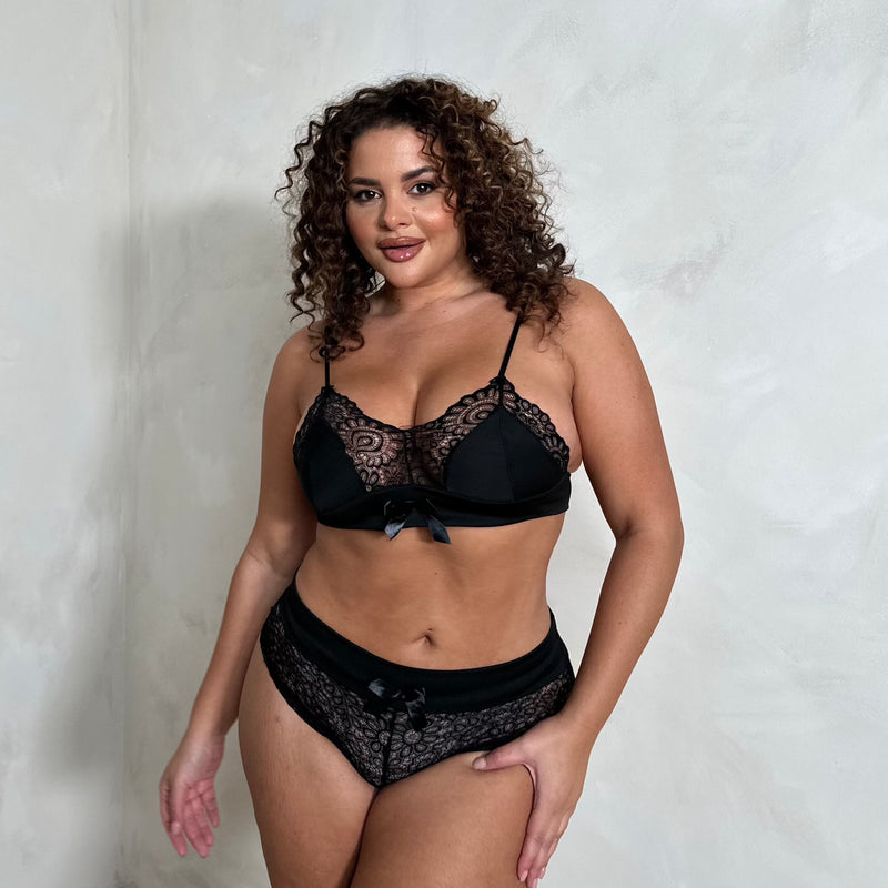 Olivia Lace Panel Bralet & Matching Hipster Brief