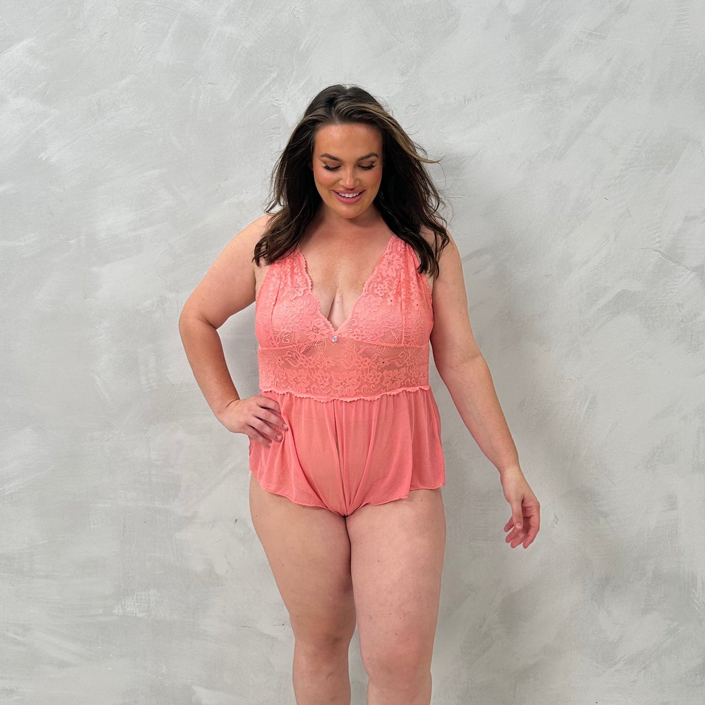 Coral Cross Back Lace Panel Body- Cotchless