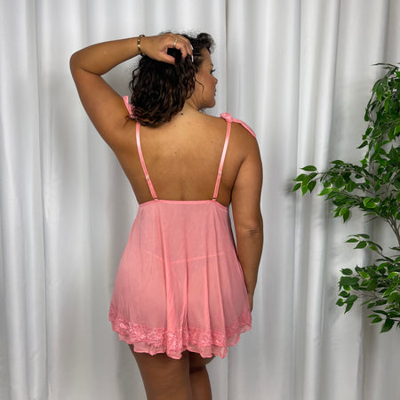 Julia Frill Trim Babydoll Set with Matching Thong