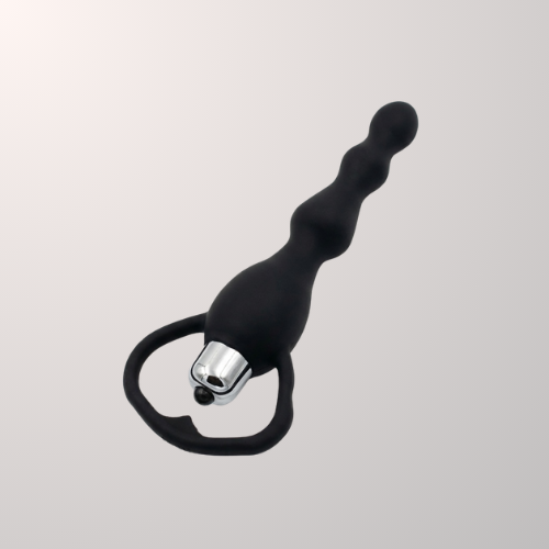 Ribbed Handle Anal Vibrator Toy