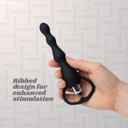Ribbed Handle Anal Vibrator Toy