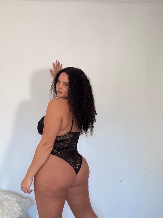 Ruth Cross Front Lace Thong Bodysuit