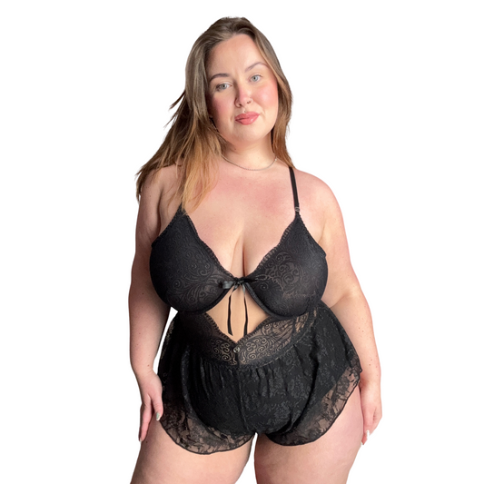 Gladys Black Lace Teddy