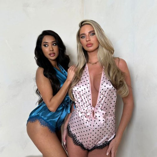 Ariella Lux Satin Teddy with Halterneck