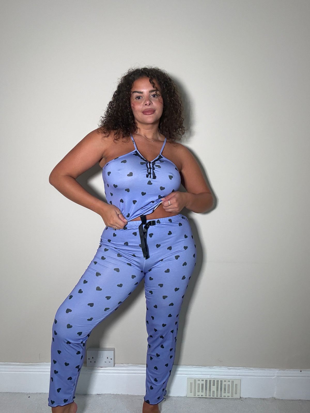 Came Here For Love Heart Print Pyjama Set