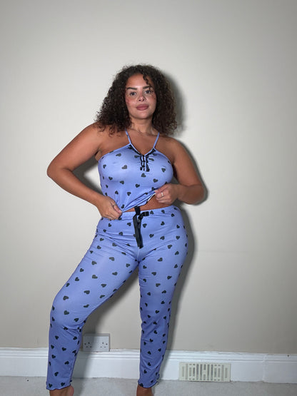 Came Here For Love Heart Print Pyjama Set