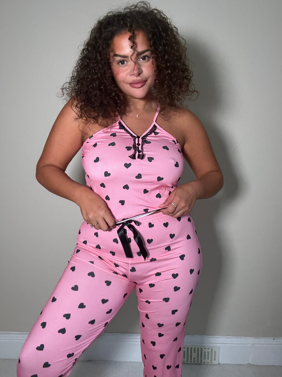 Came Here For Love Heart Print Pyjama Set