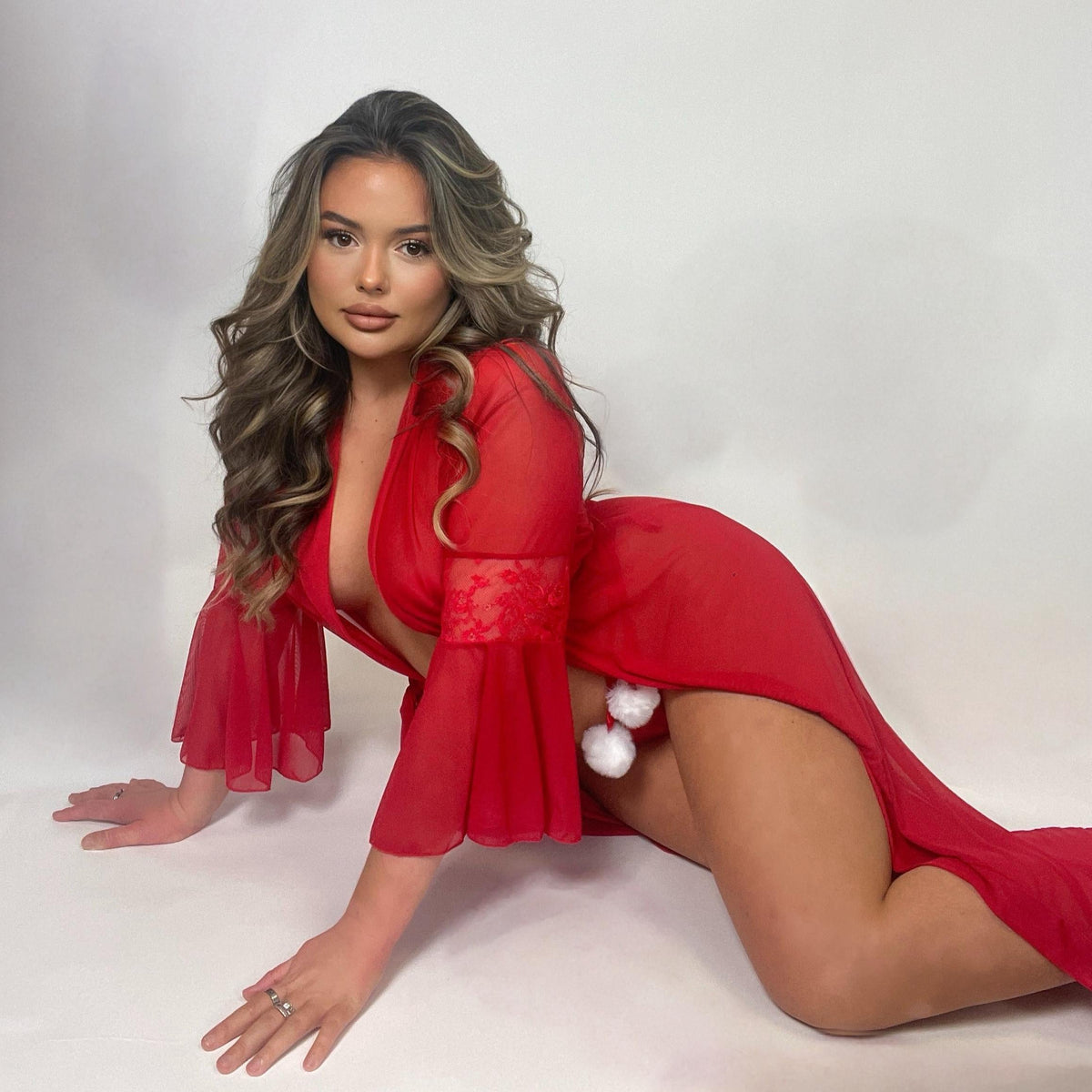 Mrs Claus Christmas Robe and PomPom Thong