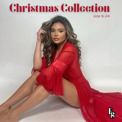 Mrs Claus Christmas Robe and PomPom Thong