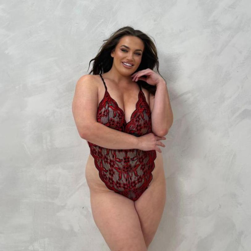 Crystal Lace Bodysuit with Open Back