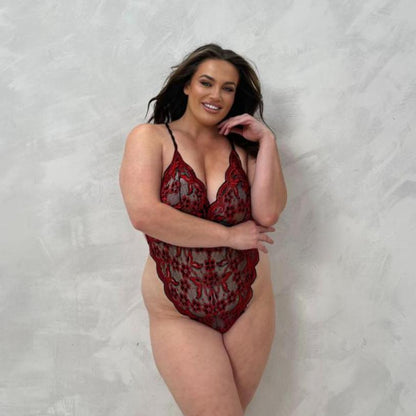 Crystal Lace Bodysuit with Open Back