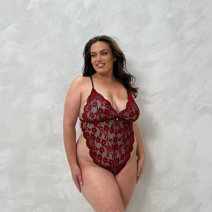 Crystal Lace Bodysuit with Open Back