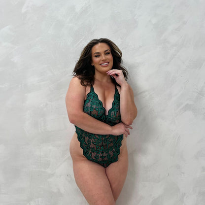 Crystal Lace Bodysuit with Open Back