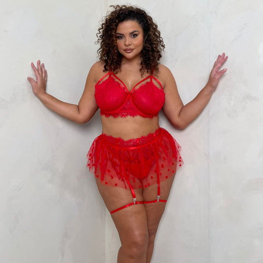 LUX Elodie 3 Piece Skirt Suspender Set