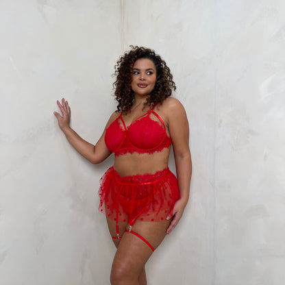 LUX Elodie 3 Piece Skirt Suspender Set