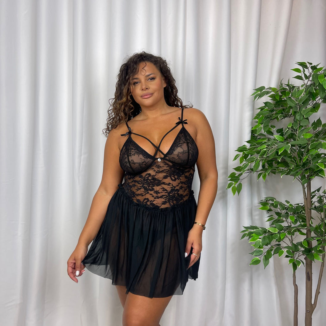 Eunice BabyDoll Set with Strap Detailing