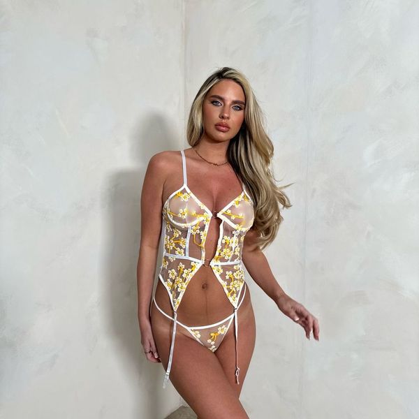 Iris Embroidered Corset and Thong set