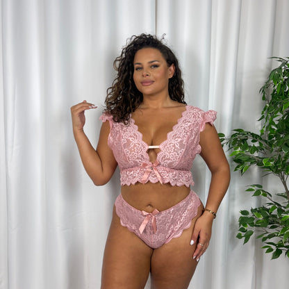 Joanna Full Lace Fluted Sleeve Bralet Set