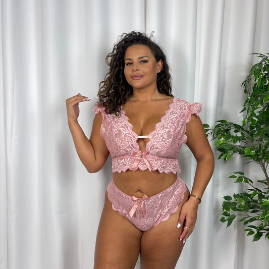 Joanna Full Lace Fluted Sleeve Bralet Set