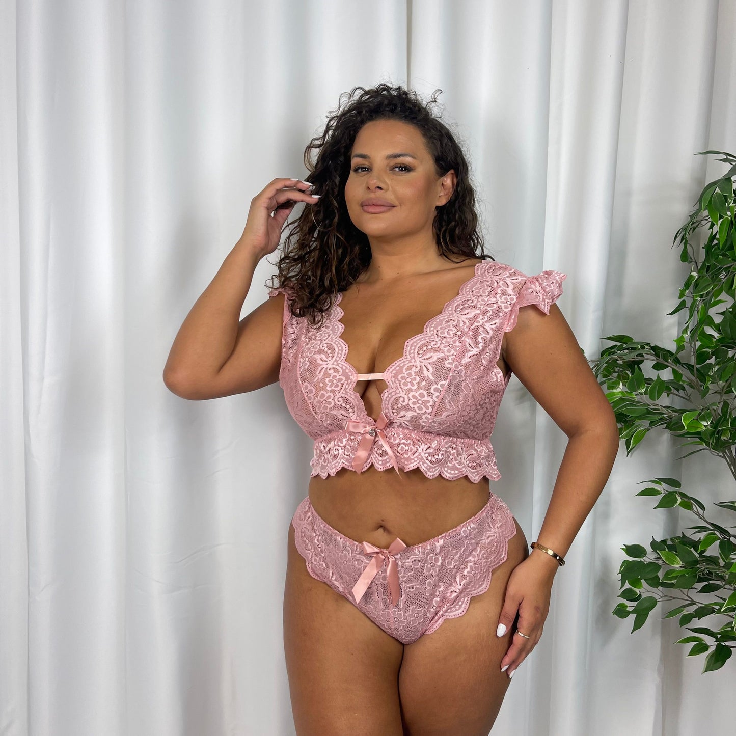 Joanna Full Lace Fluted Sleeve Bralet Set