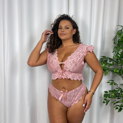 Joanna Full Lace Fluted Sleeve Bralet Set