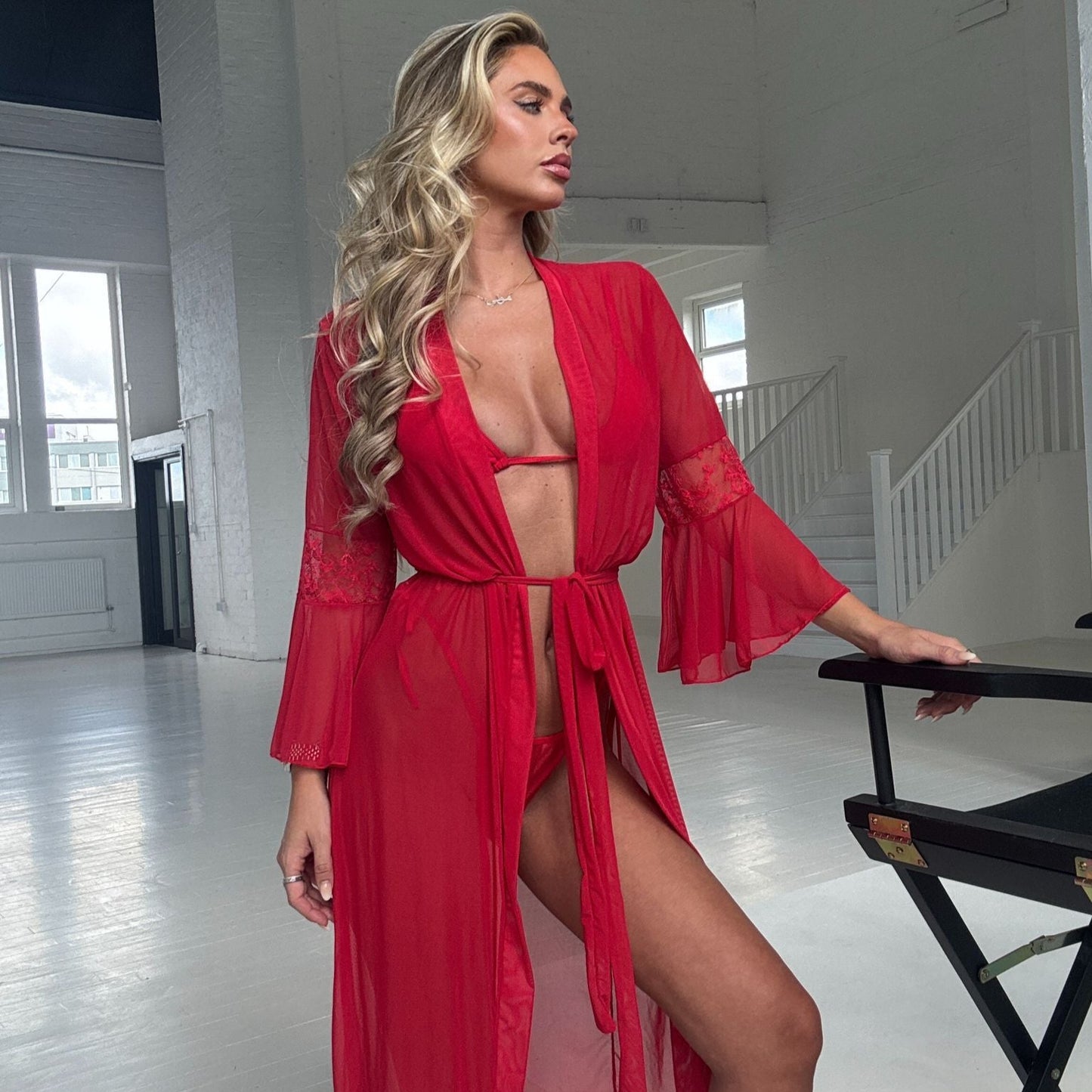 Dominique Long Dressing gown and Thong Set