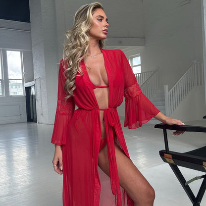 Dominique Long Dressing gown and Thong Set