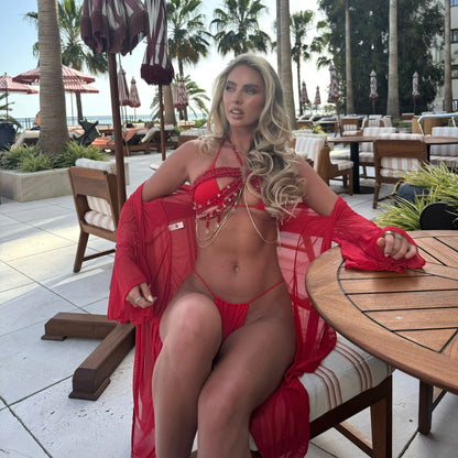 Mrs Claus Christmas Robe and PomPom Thong