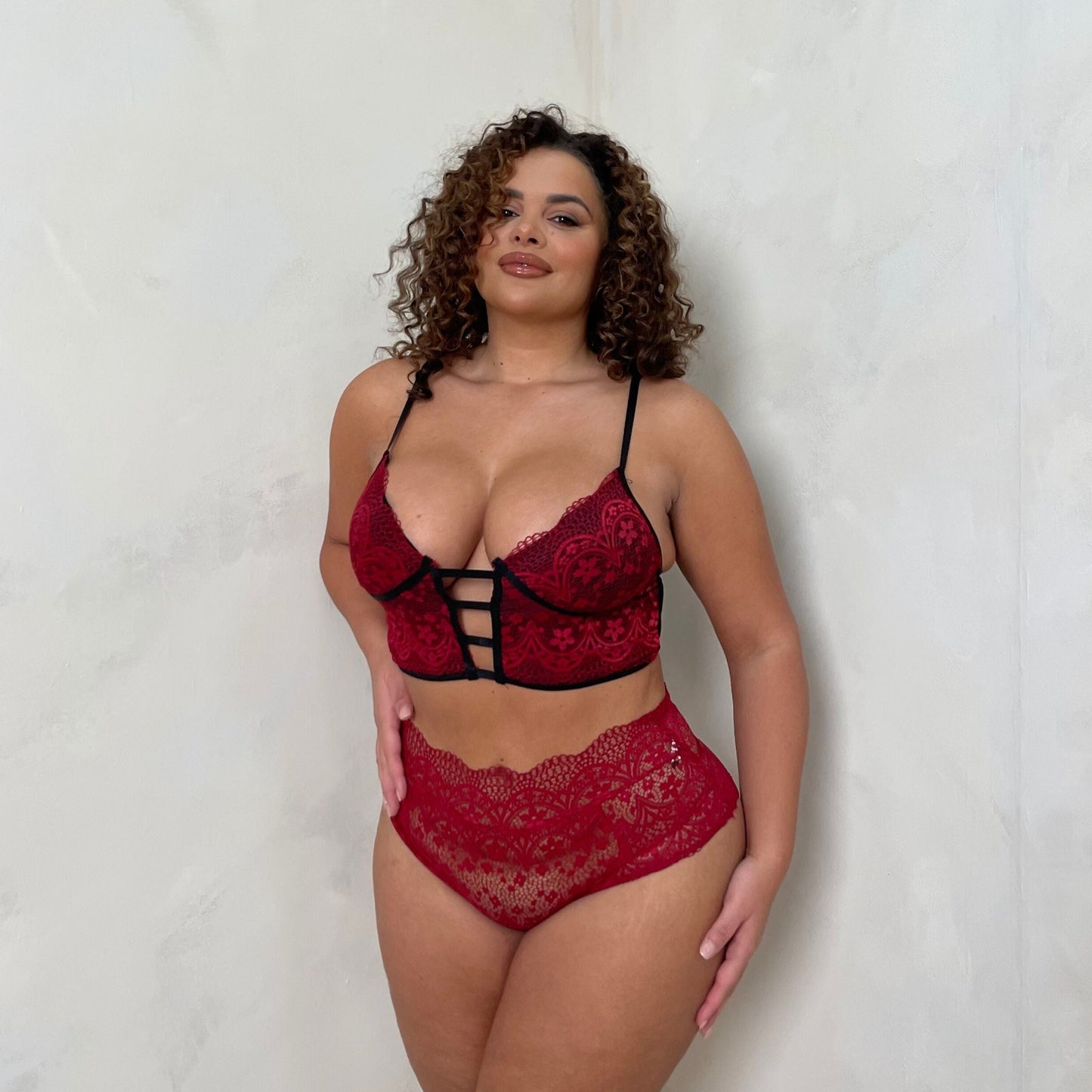 Sienna Lace Overlay Cami Set & High Waisted Brief