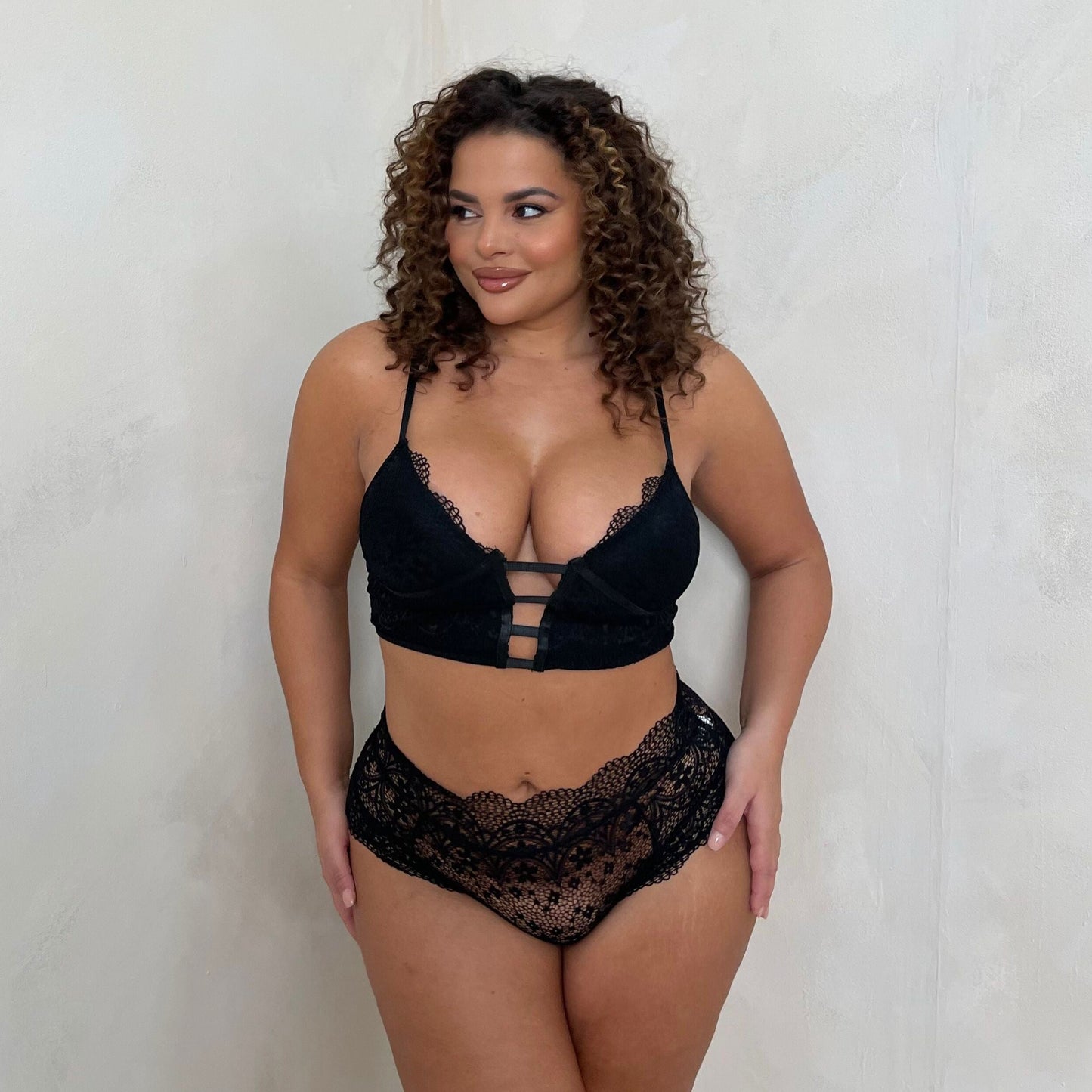 Sienna Lace Overlay Cami Set & High Waisted Brief